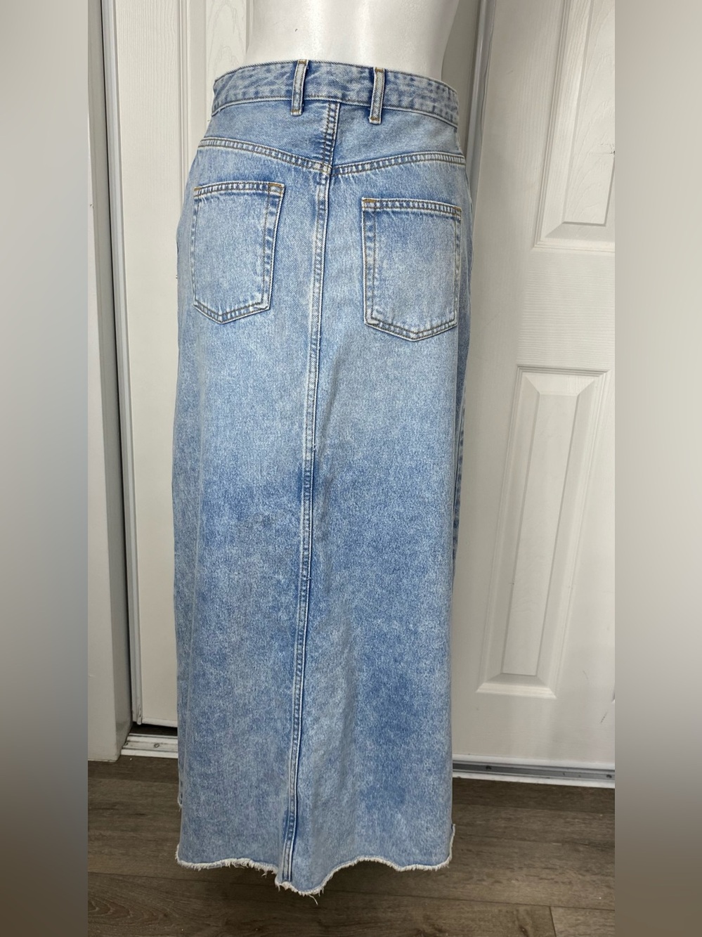 By Anthropologie Pilcro Light Blue Denim Maxi Skirt with Front Slit - Picture 8 of 16